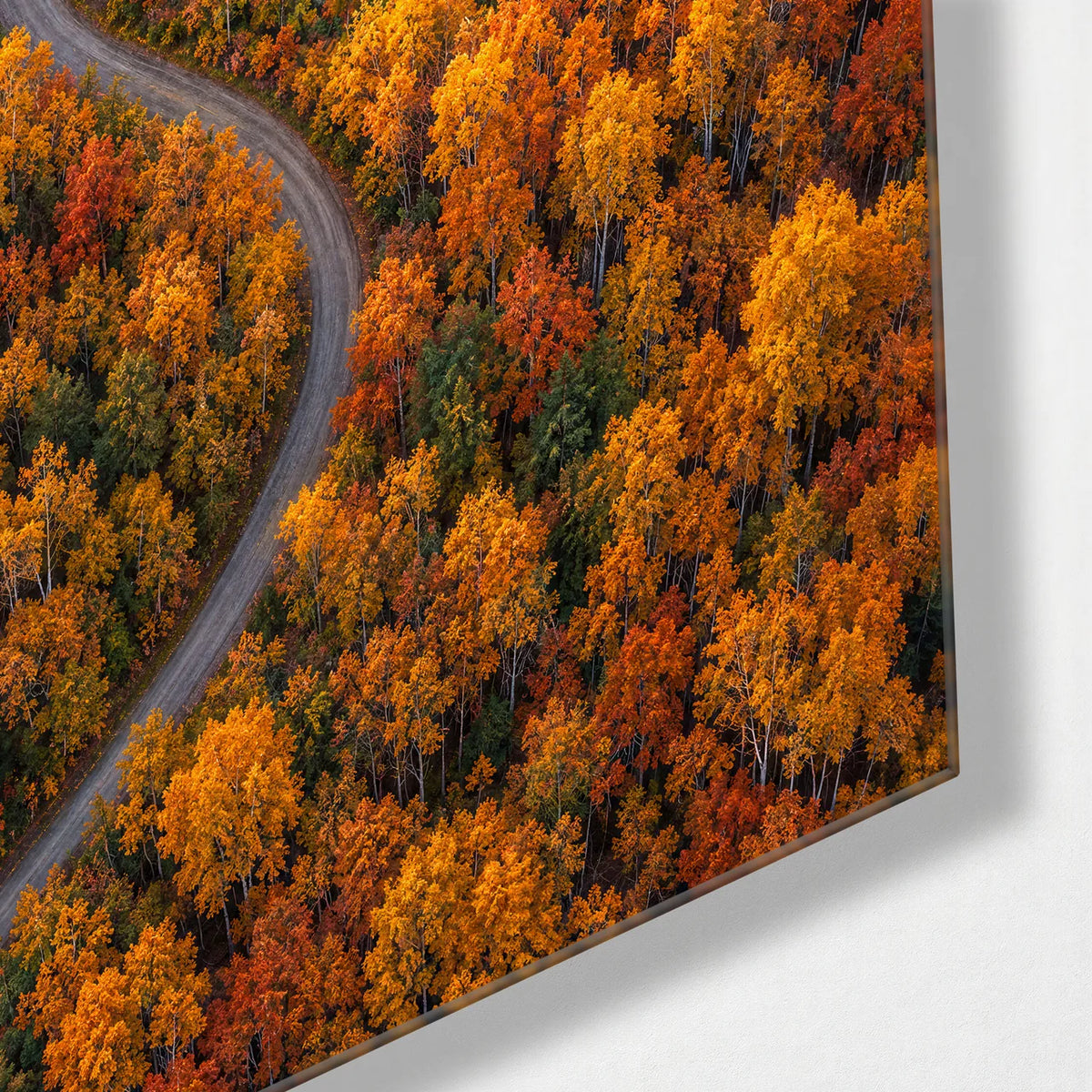 Autumn Takes a Turn — corner detail of glass wall art