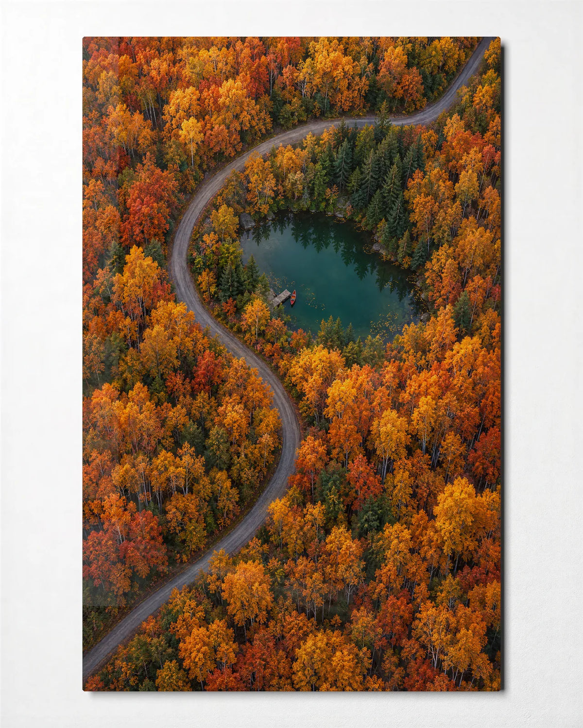 Autumn Takes a Turn — front view of glass wall art