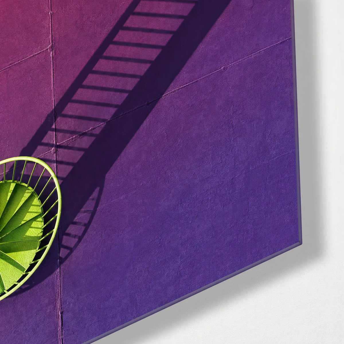 Spiral Shadow — corner detail of glass wall art