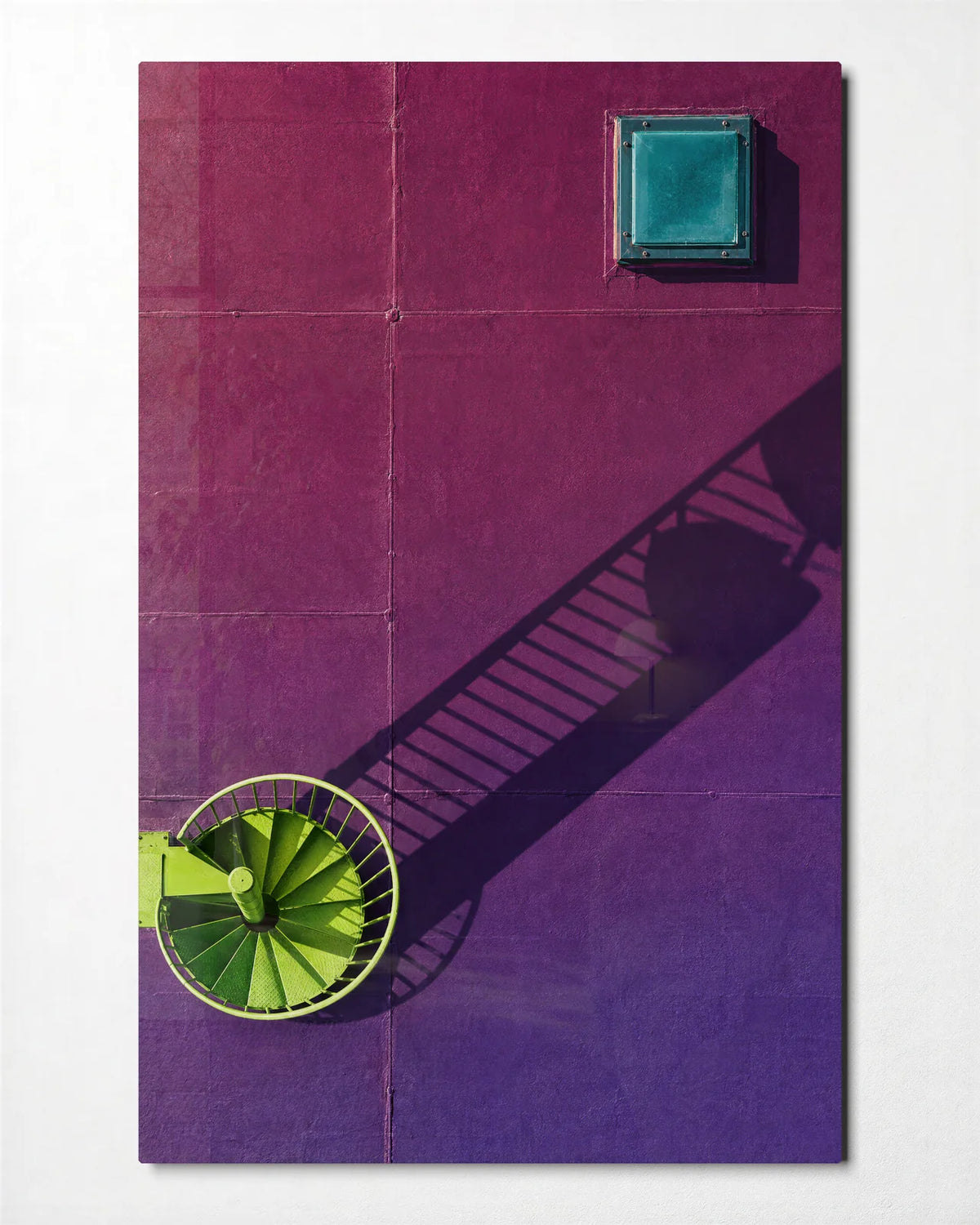 Spiral Shadow — front view of glass wall art