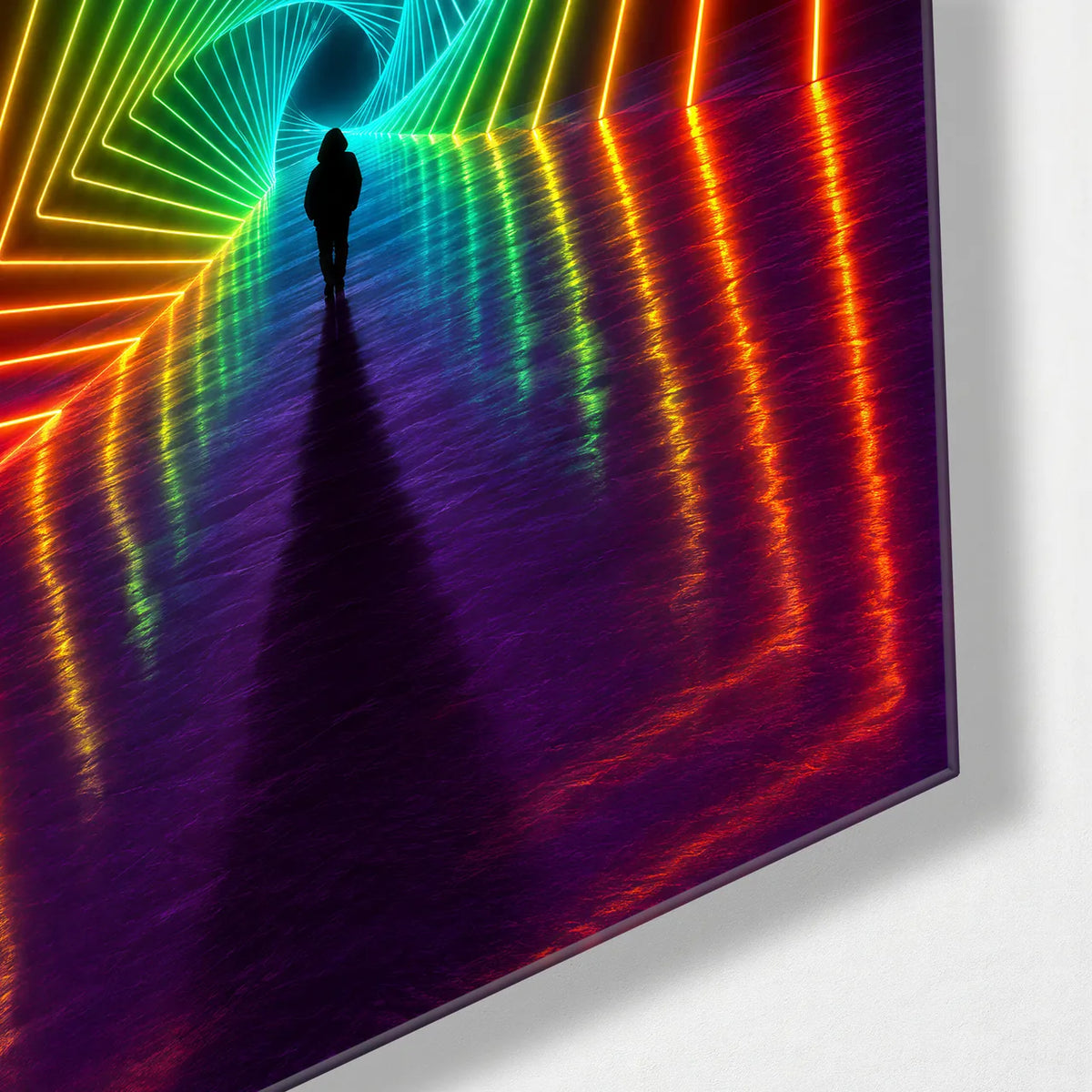 Follow the Light — corner detail of glass wall art