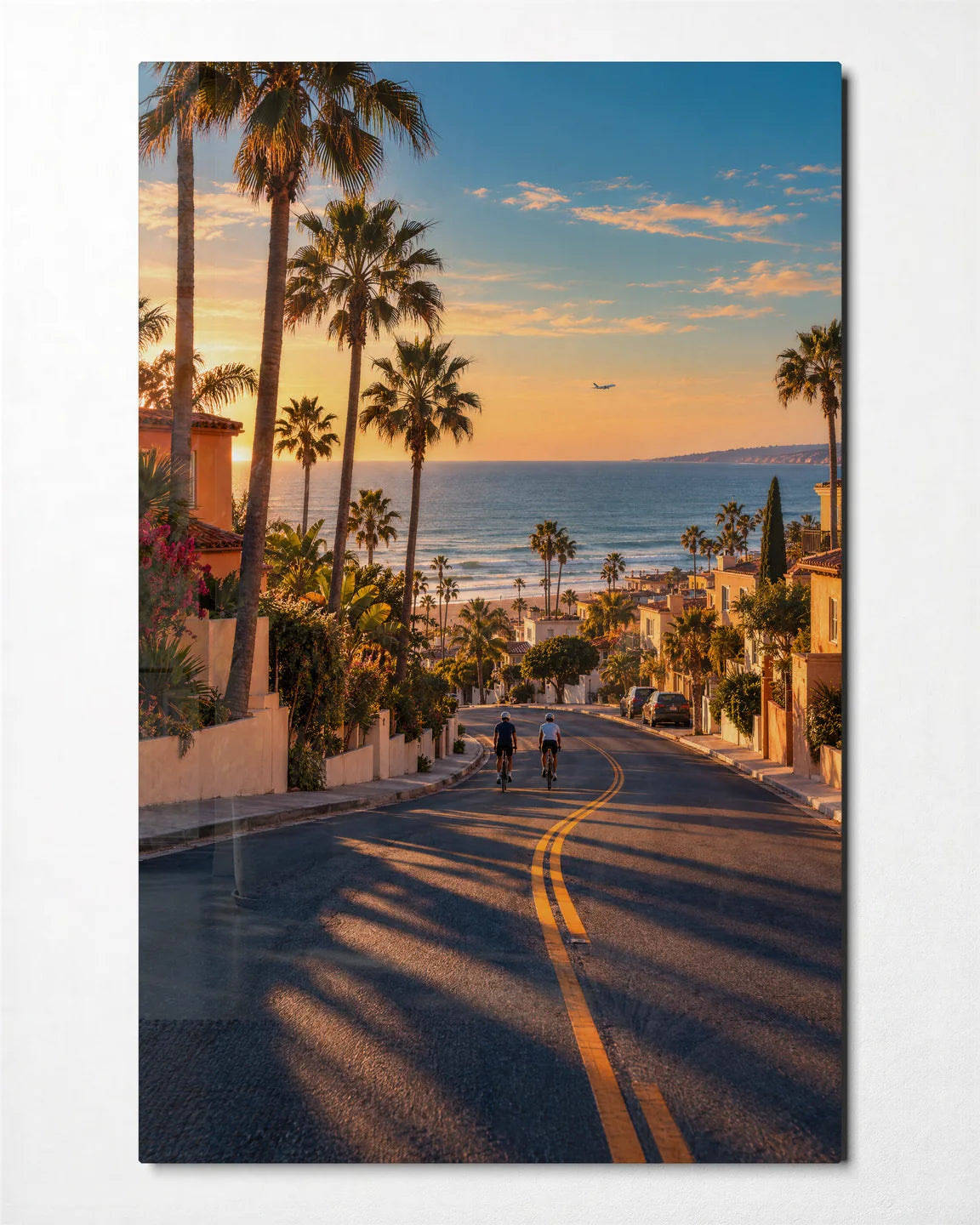 Downhill to the Sea — front view of glass wall art