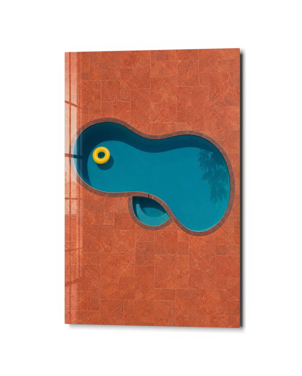 Pool and Yellow Ring — studio view of glass wall art