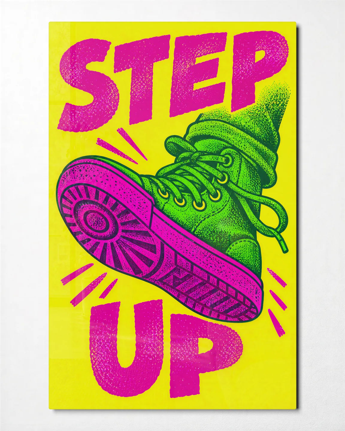 Step Up — front view of glass wall art