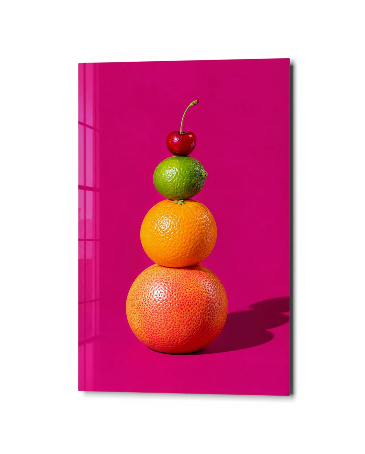 Fruit on Fruit — studio view of glass wall art