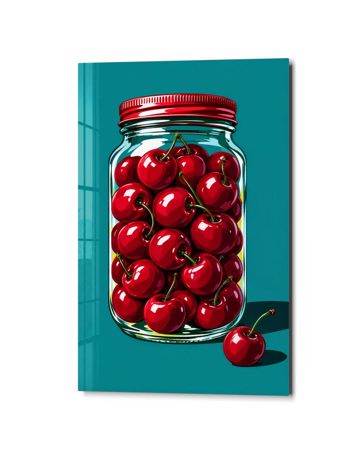 Cherries by the Jar — studio view of glass wall art