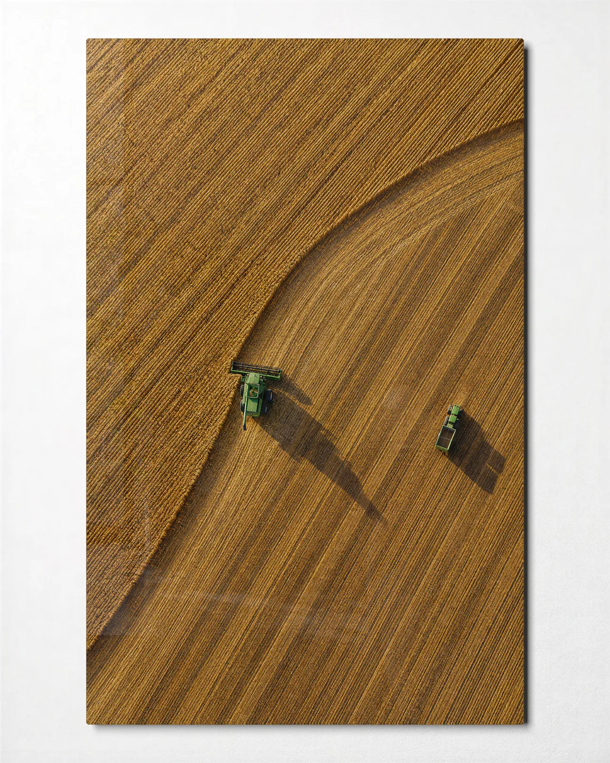 Harvest from Above — front view of glass wall art