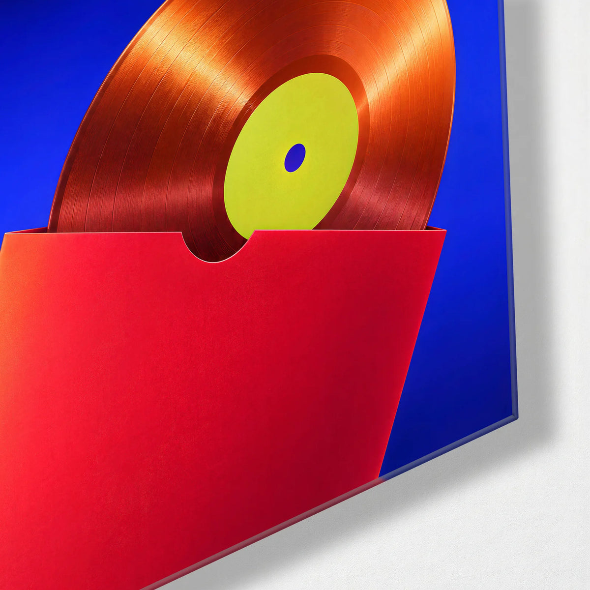 Next Record Please — corner detail of glass wall art