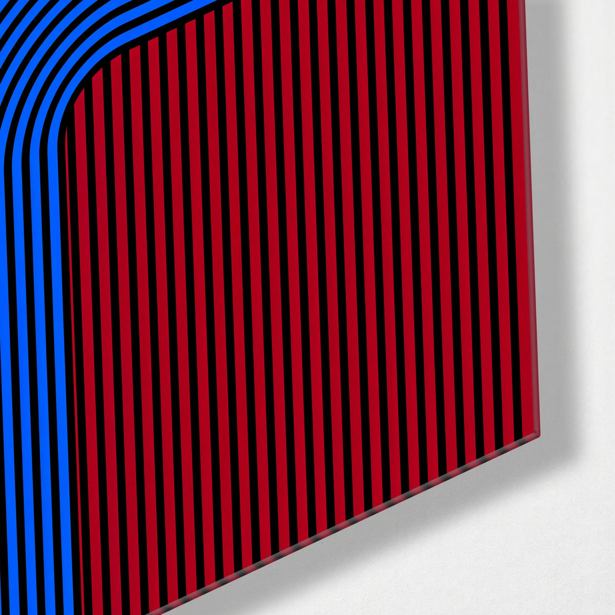 Blue Takes a Turn — corner detail of glass wall art