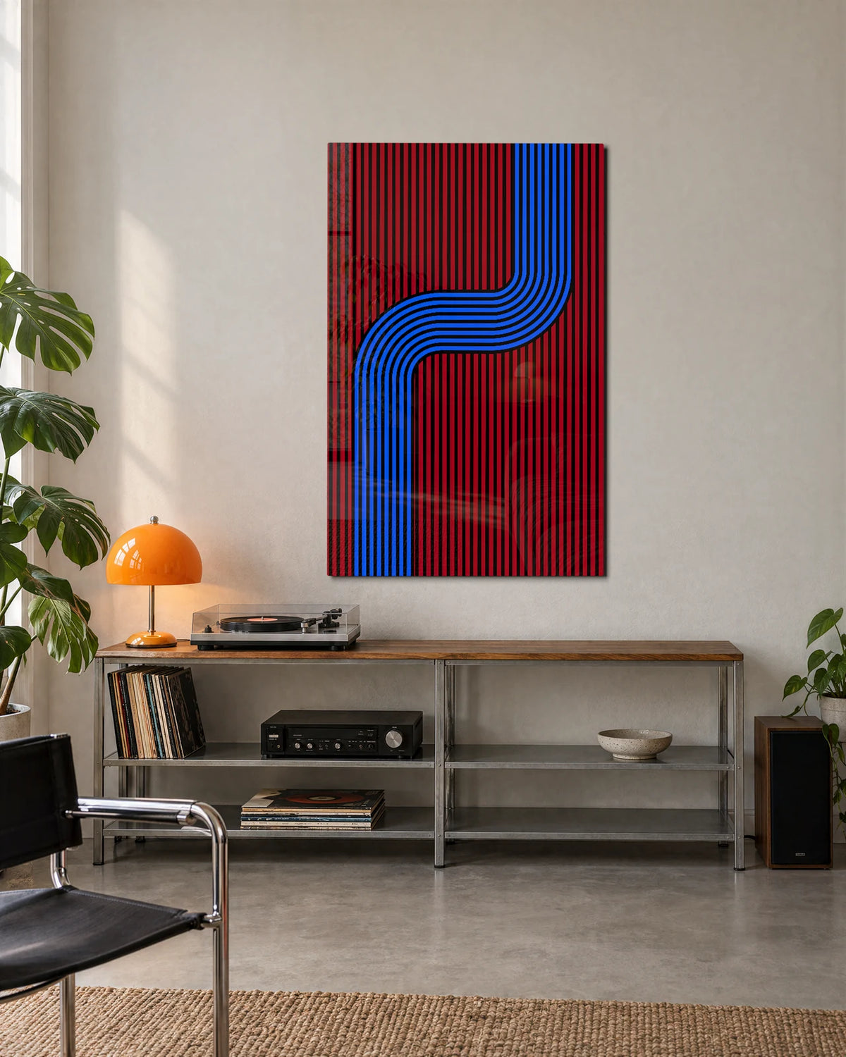 Blue Takes a Turn — shown in a living space