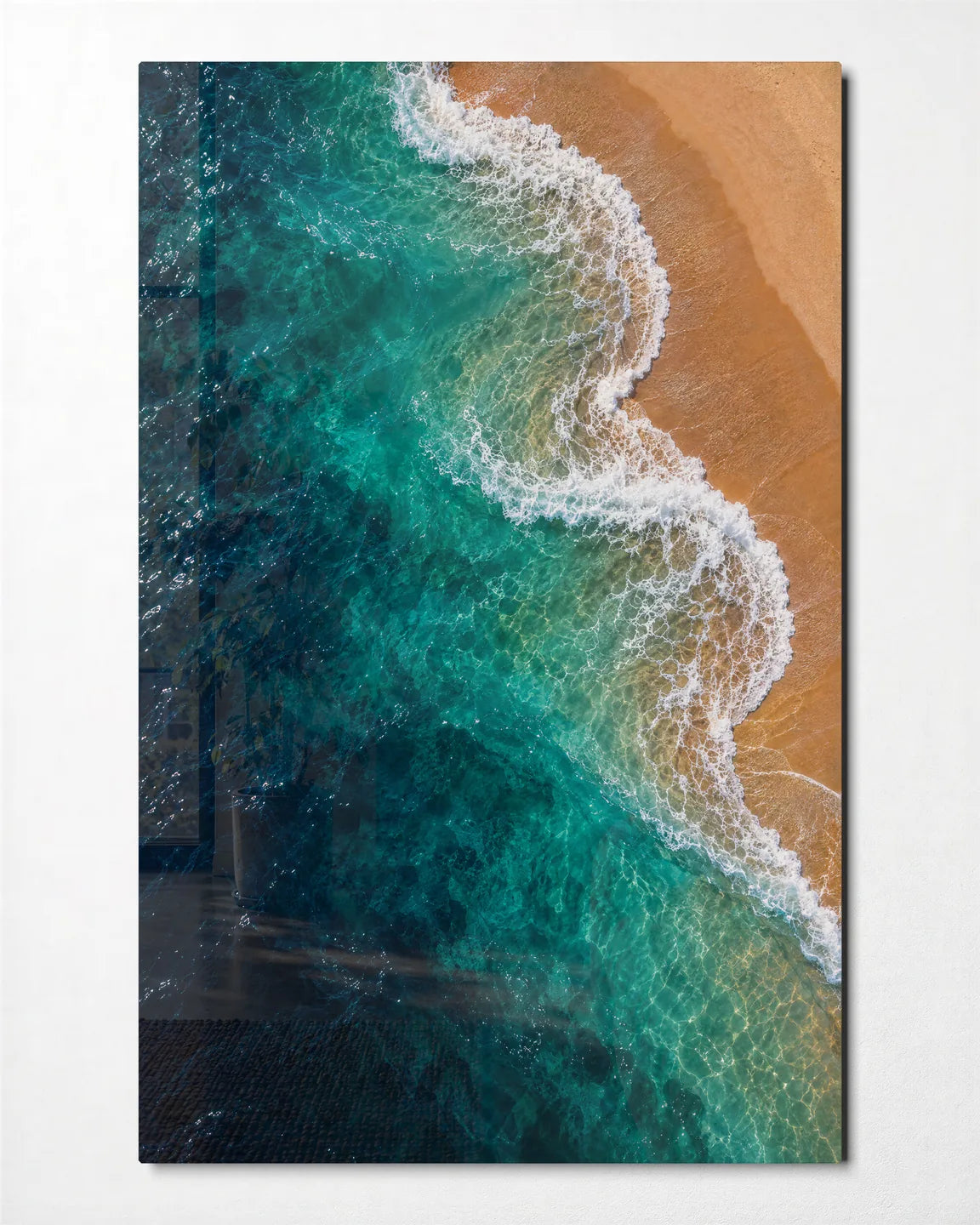 Shoreline Curve — front view of glass wall art