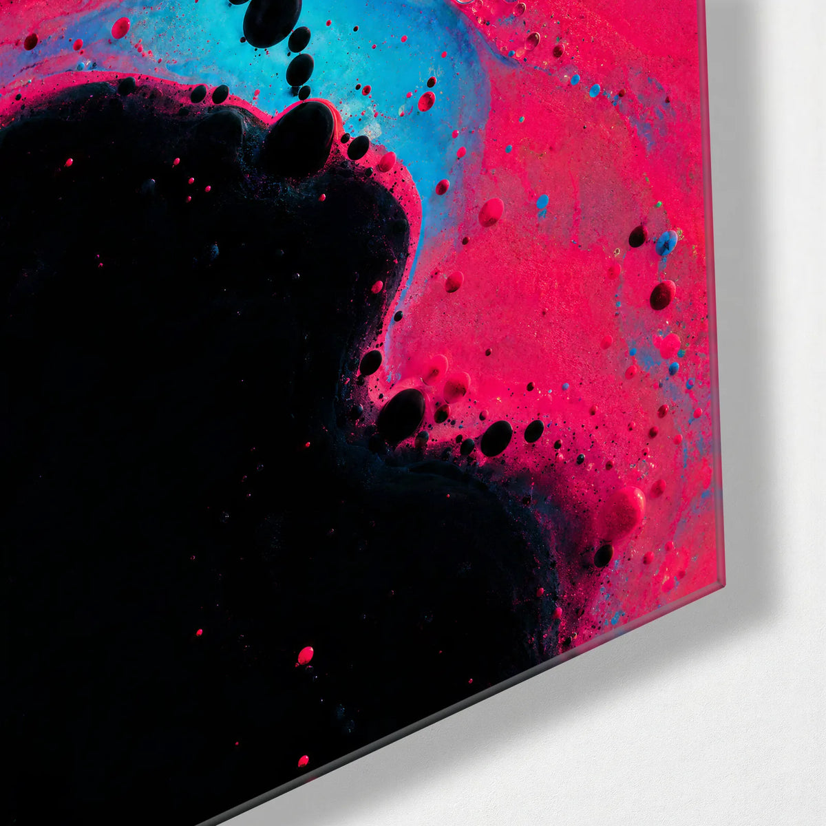 Pink at the Edge — corner detail of glass wall art