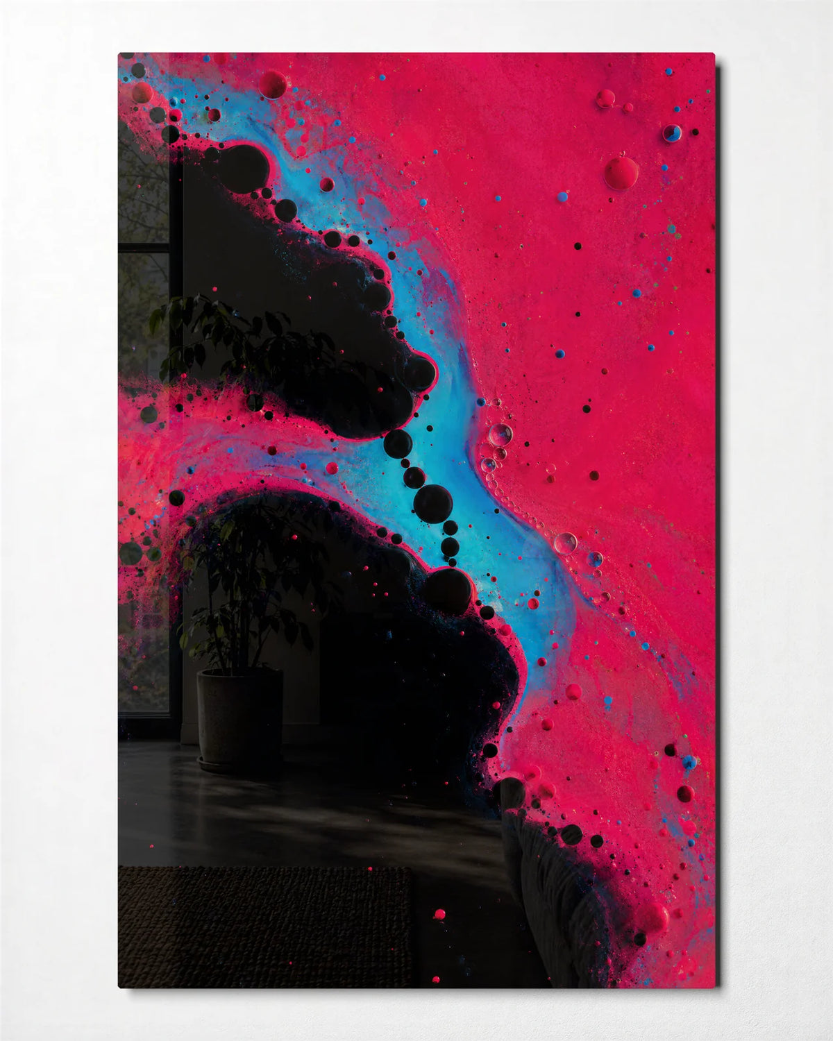 Pink at the Edge — front view of glass wall art