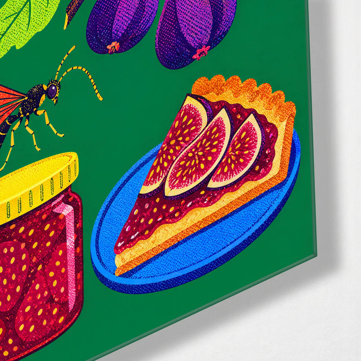 A Fig Story — corner detail of glass wall art