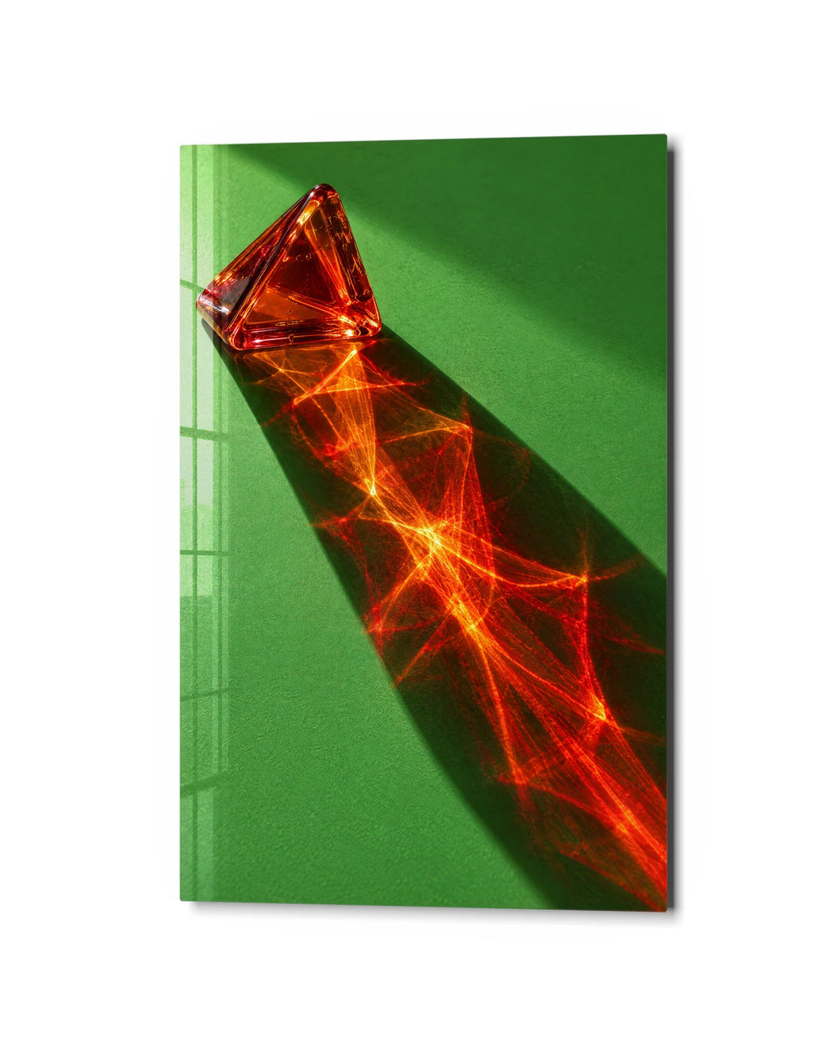 Amber Refraction — studio view of glass wall art