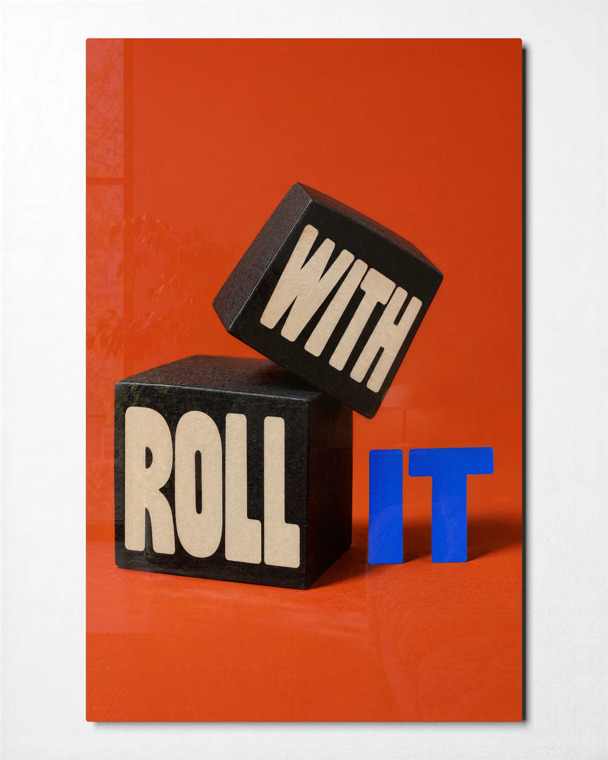 Roll with It — front view of glass wall art