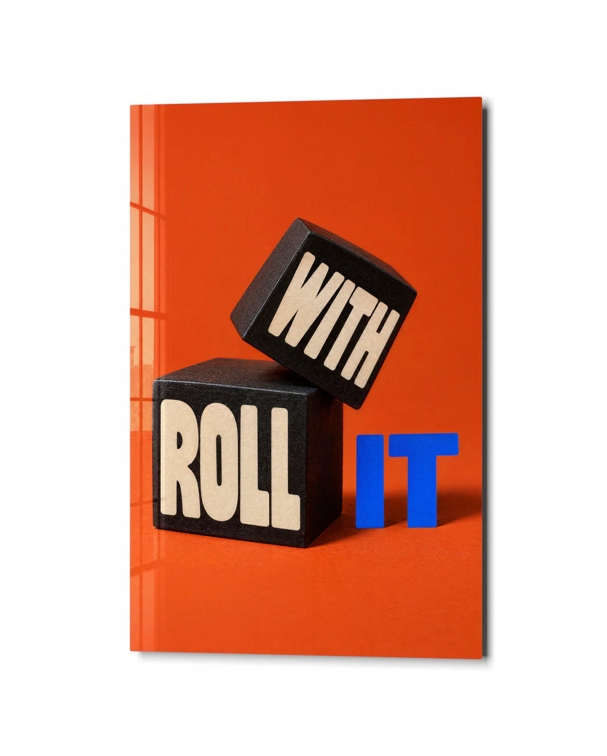 Roll with It — studio view of glass wall art