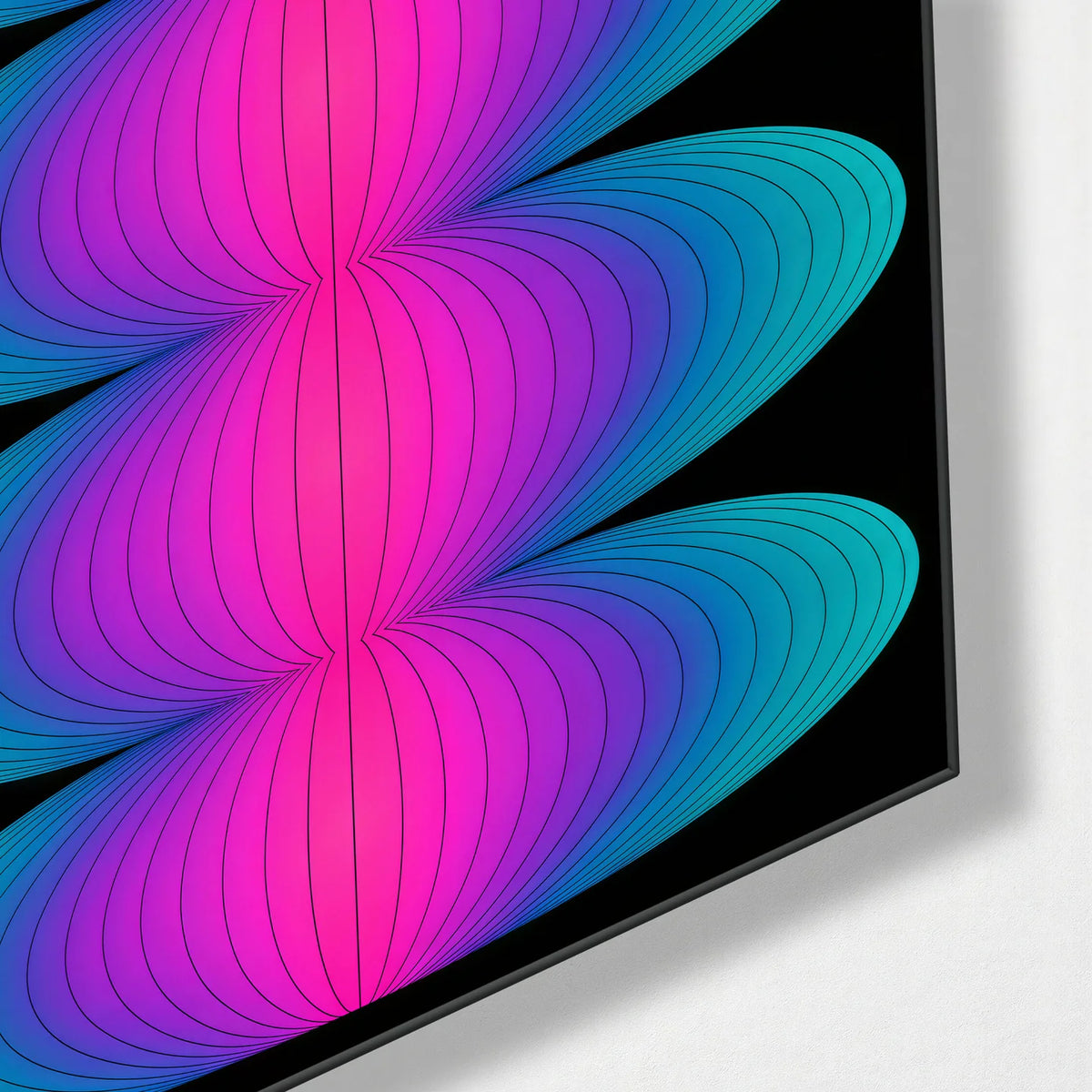 Five Colour Orbits — corner detail of glass wall art