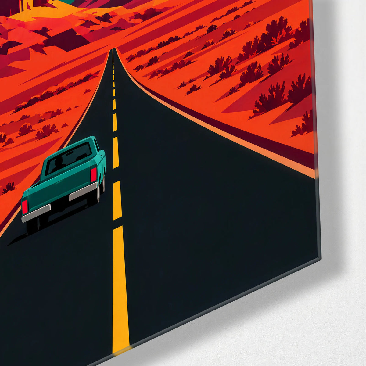 Road to Monument Valley — corner detail of glass wall art