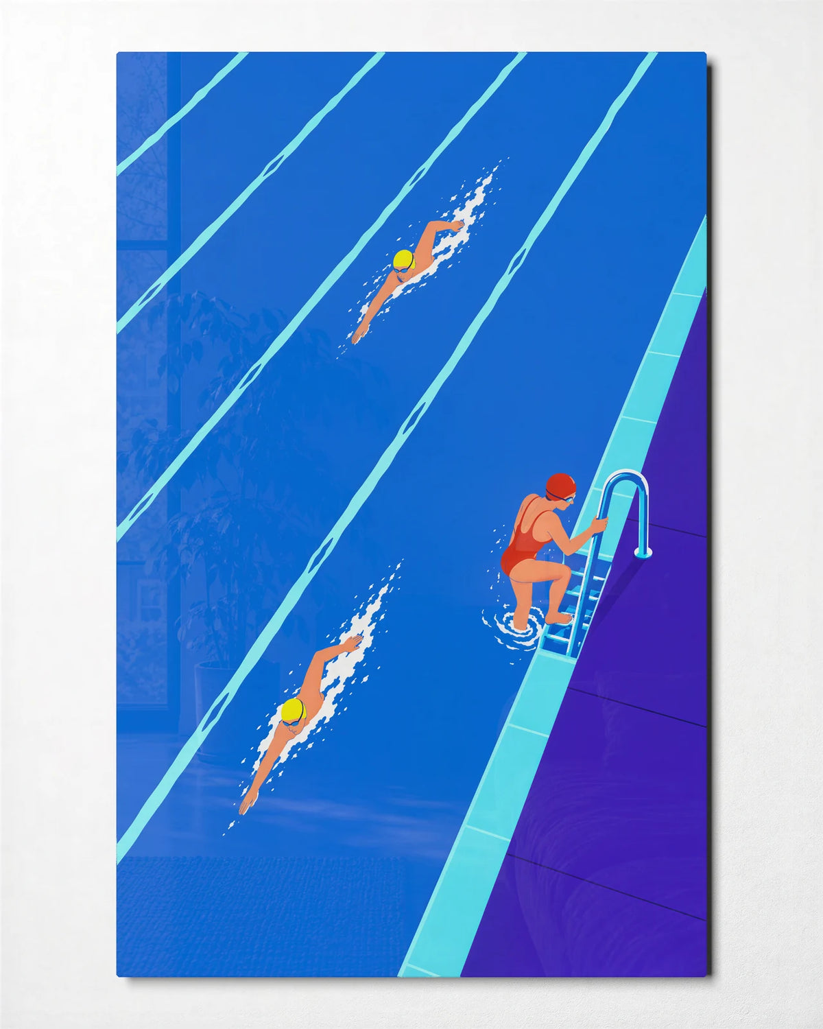 Pool Lanes — front view of glass wall art