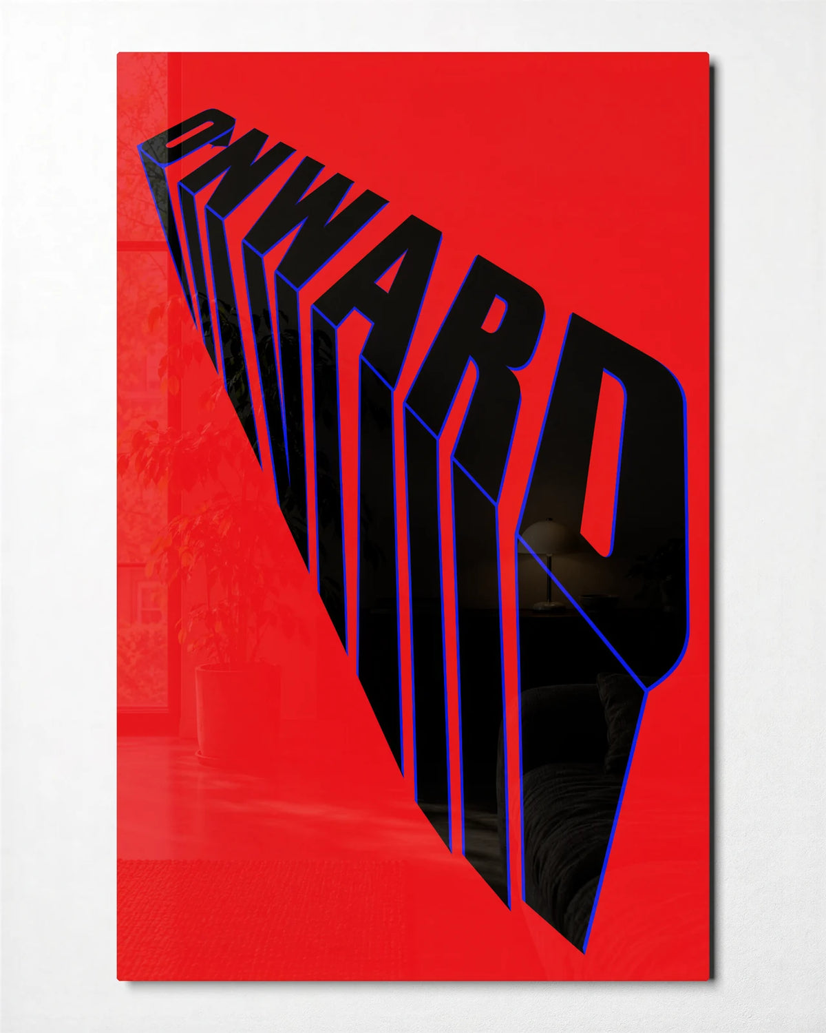Onward in Perspective — front view of glass wall art