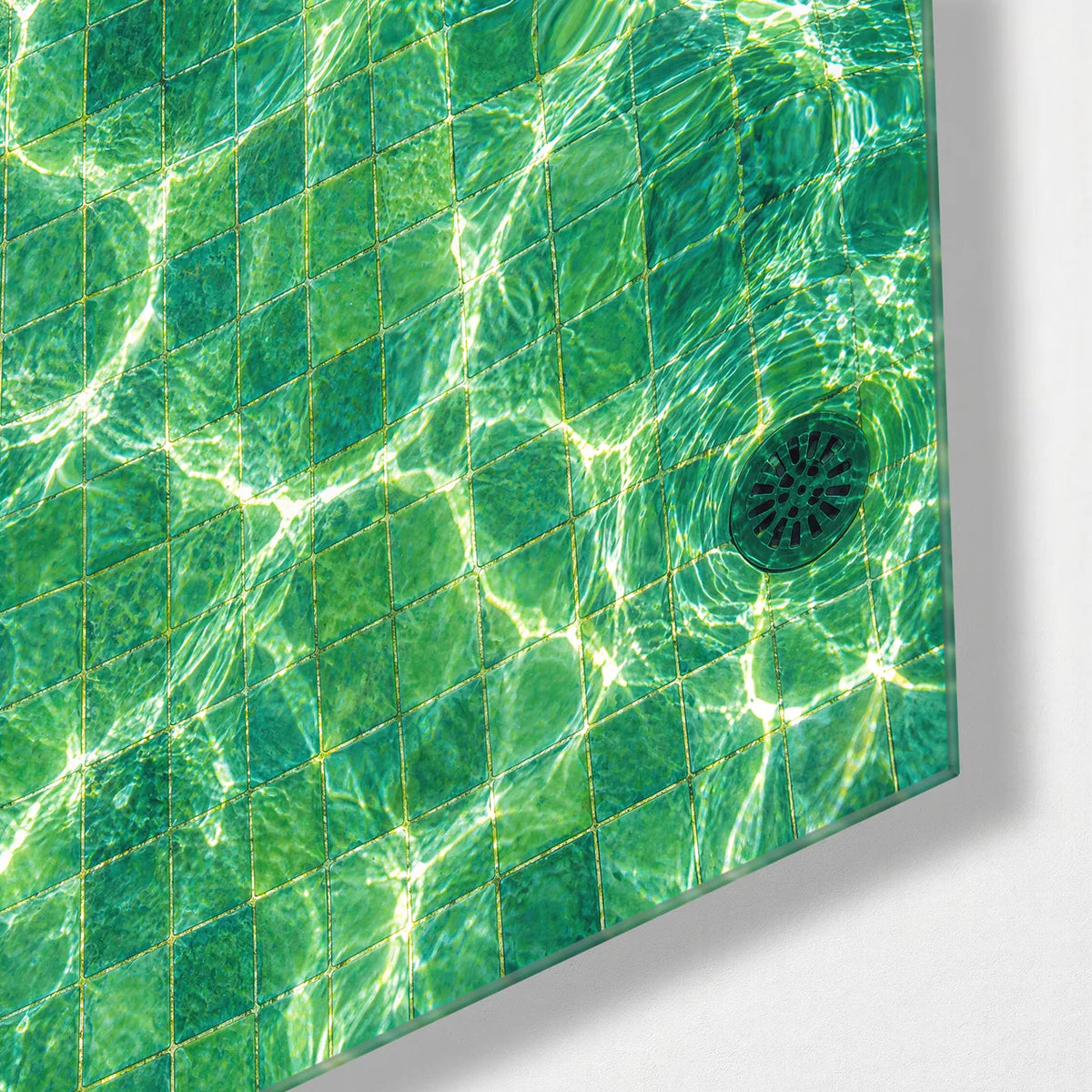 Pool Light Lines — corner detail of glass wall art