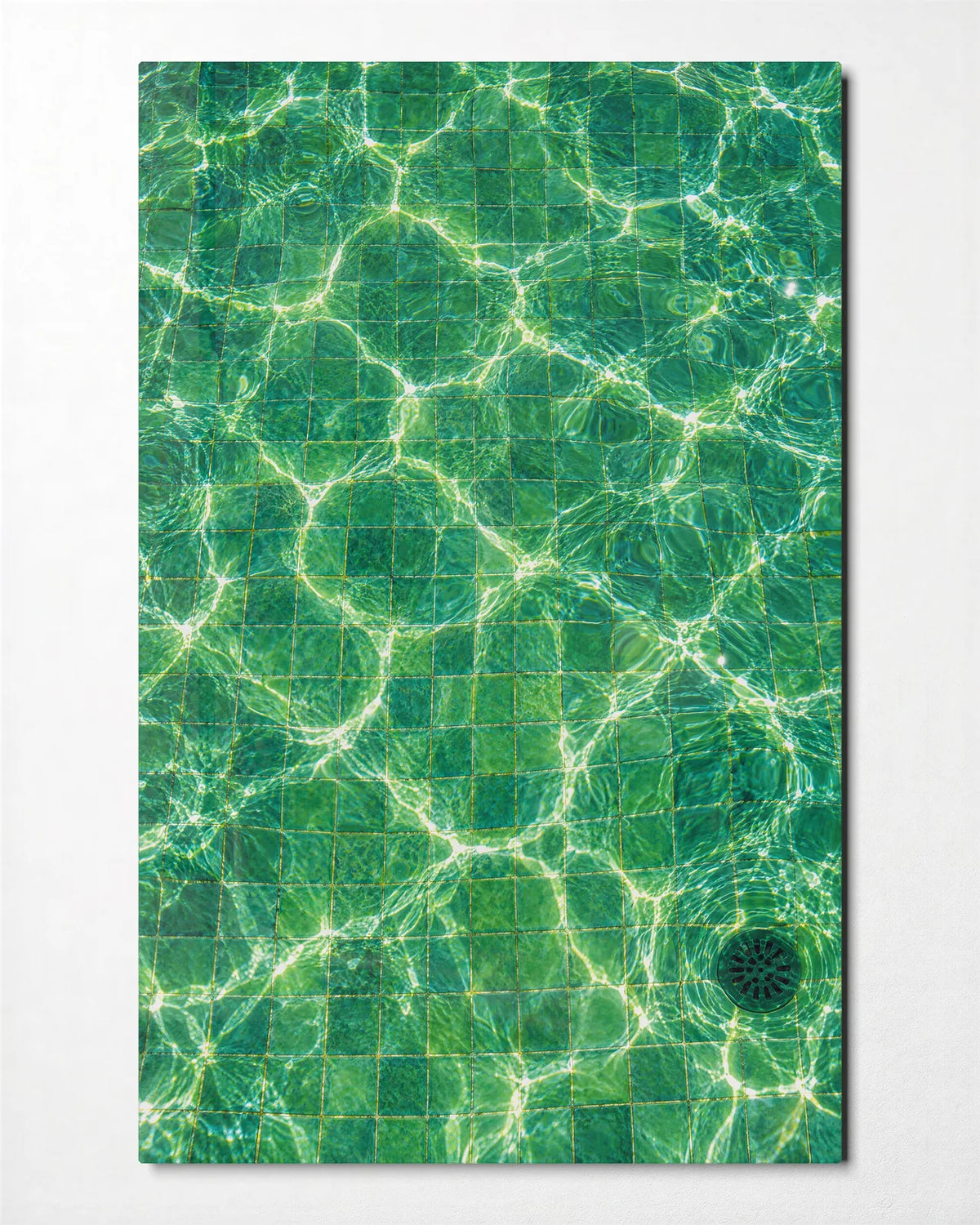 Pool Light Lines — front view of glass wall art