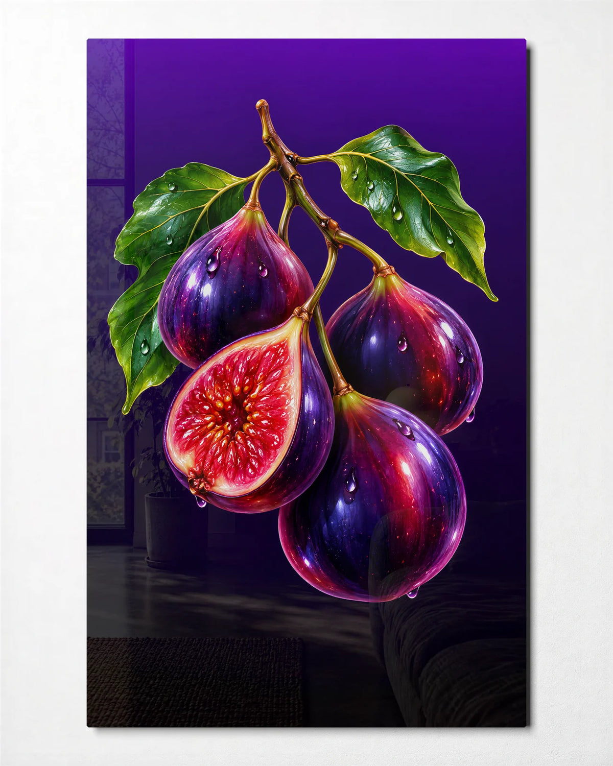 Figs on the Branch — front view of glass wall art