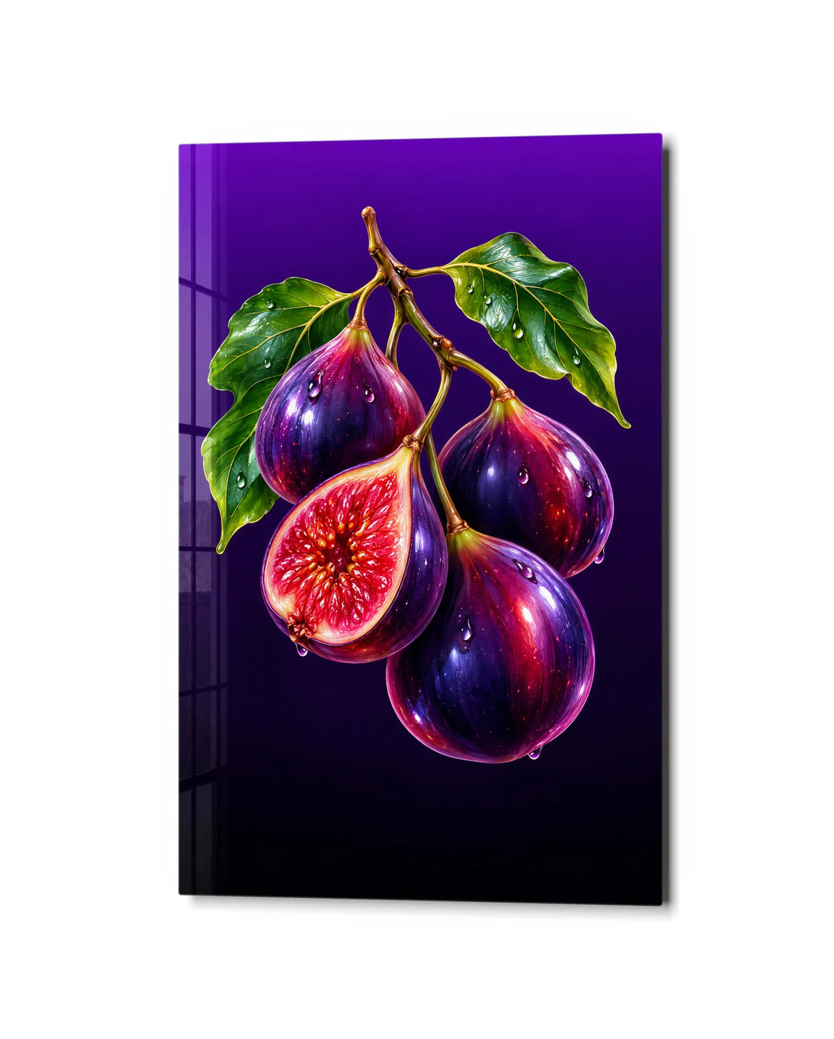 Figs on the Branch — studio view of glass wall art