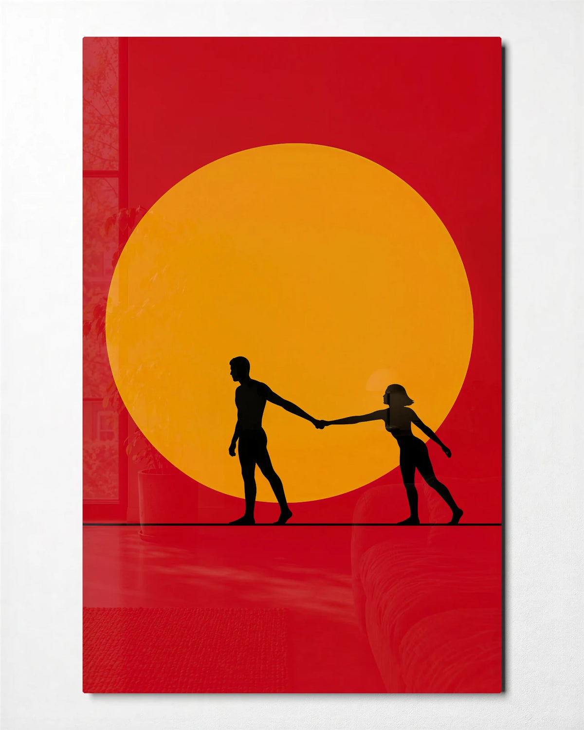 Hand in Hand — front view of glass wall art