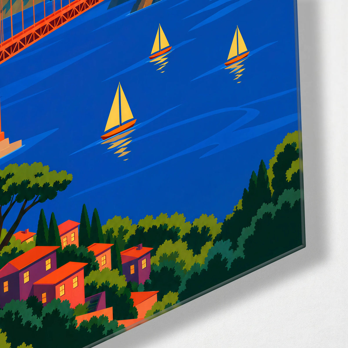 San Francisco in Colour — corner detail of glass wall art