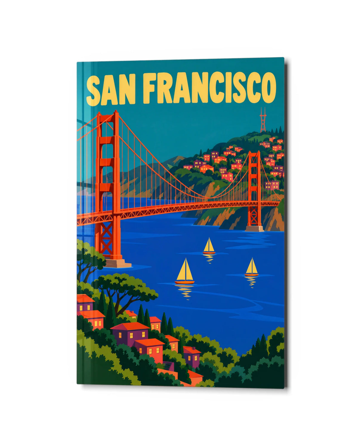 San Francisco in Colour — studio view of glass wall art