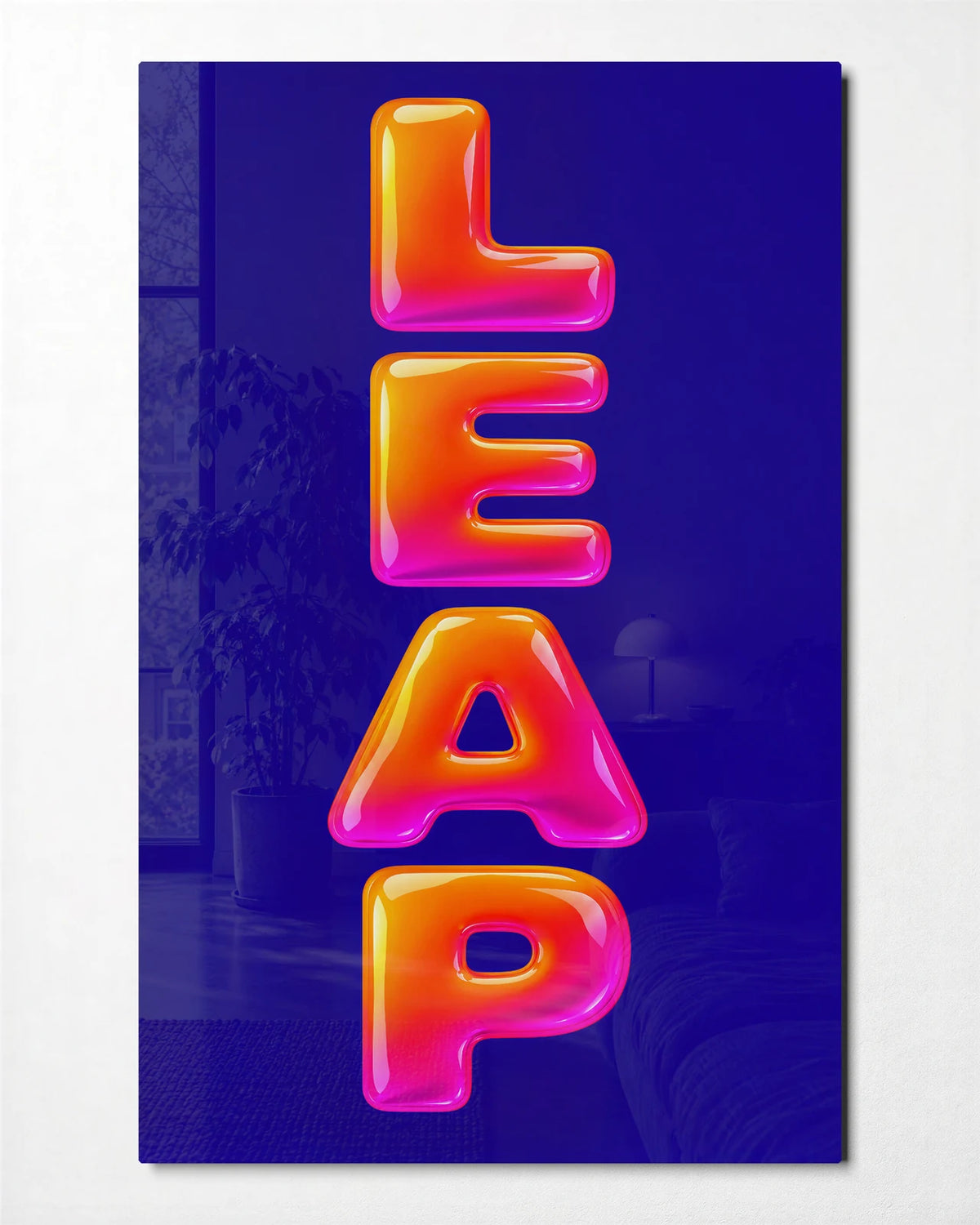 Take the Leap — front view of glass wall art
