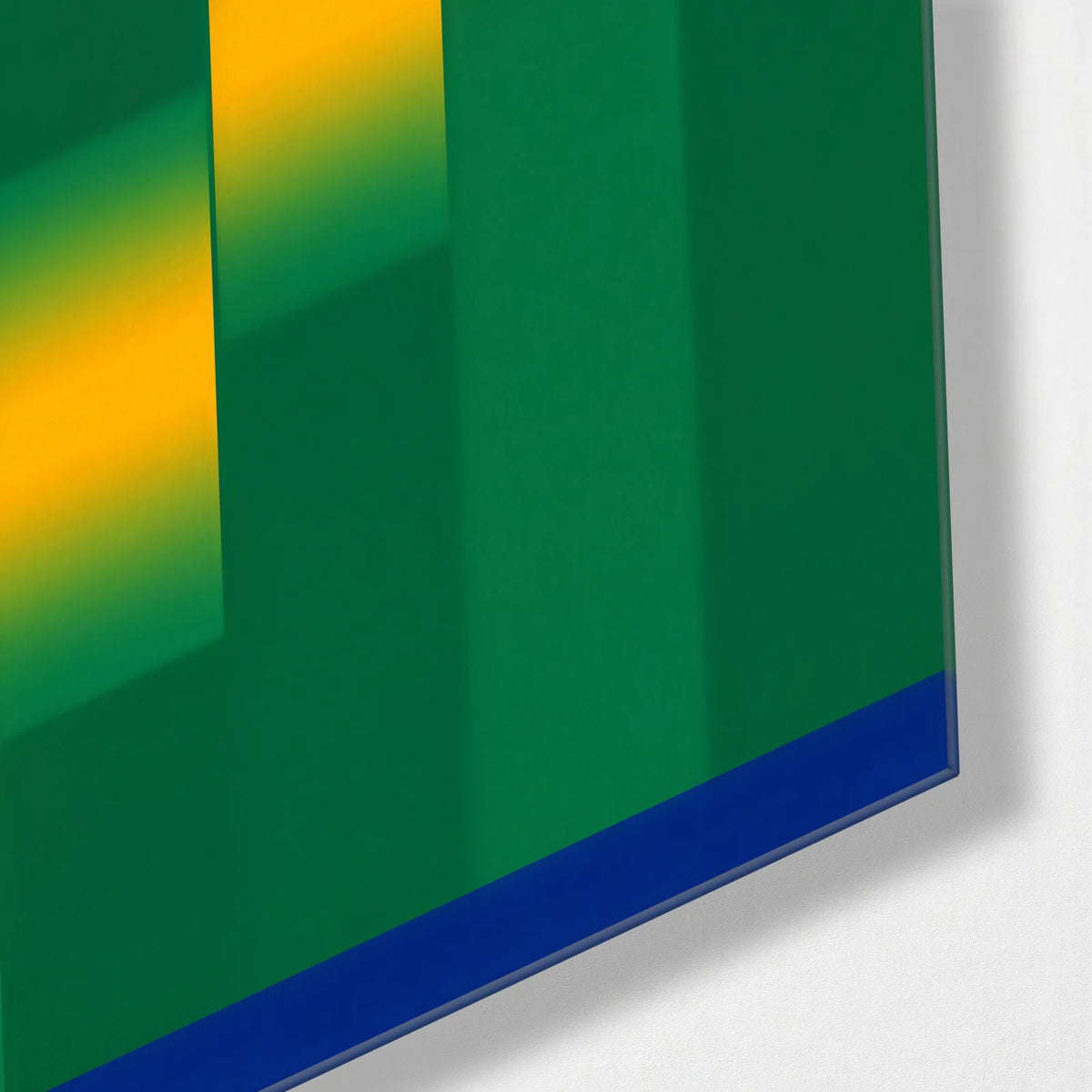Green Light Steps — corner detail of glass wall art