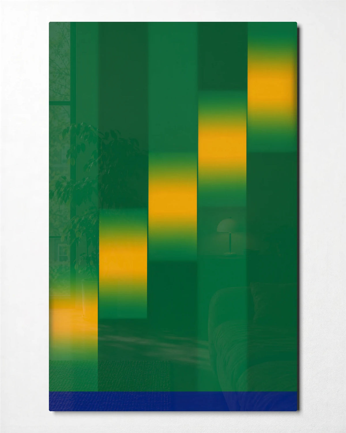 Green Light Steps — front view of glass wall art