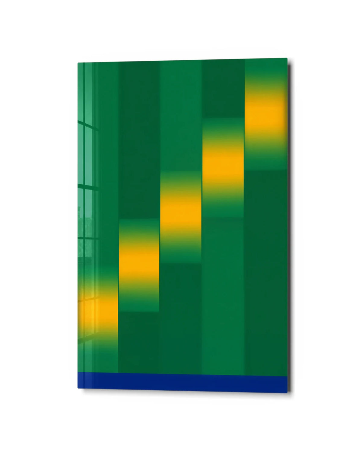 Green Light Steps — studio view of glass wall art