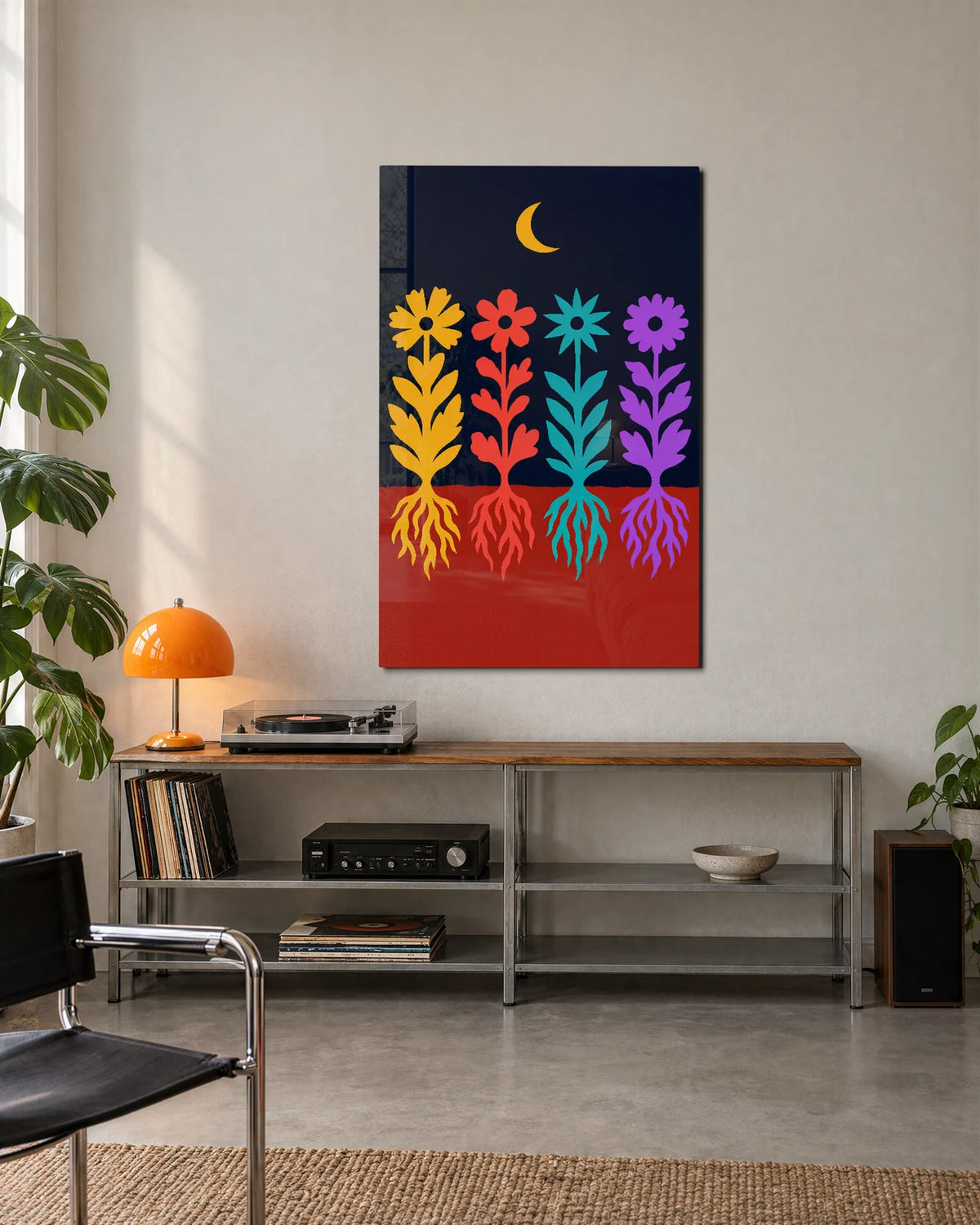 Flowers Below the Moon — shown in a living space