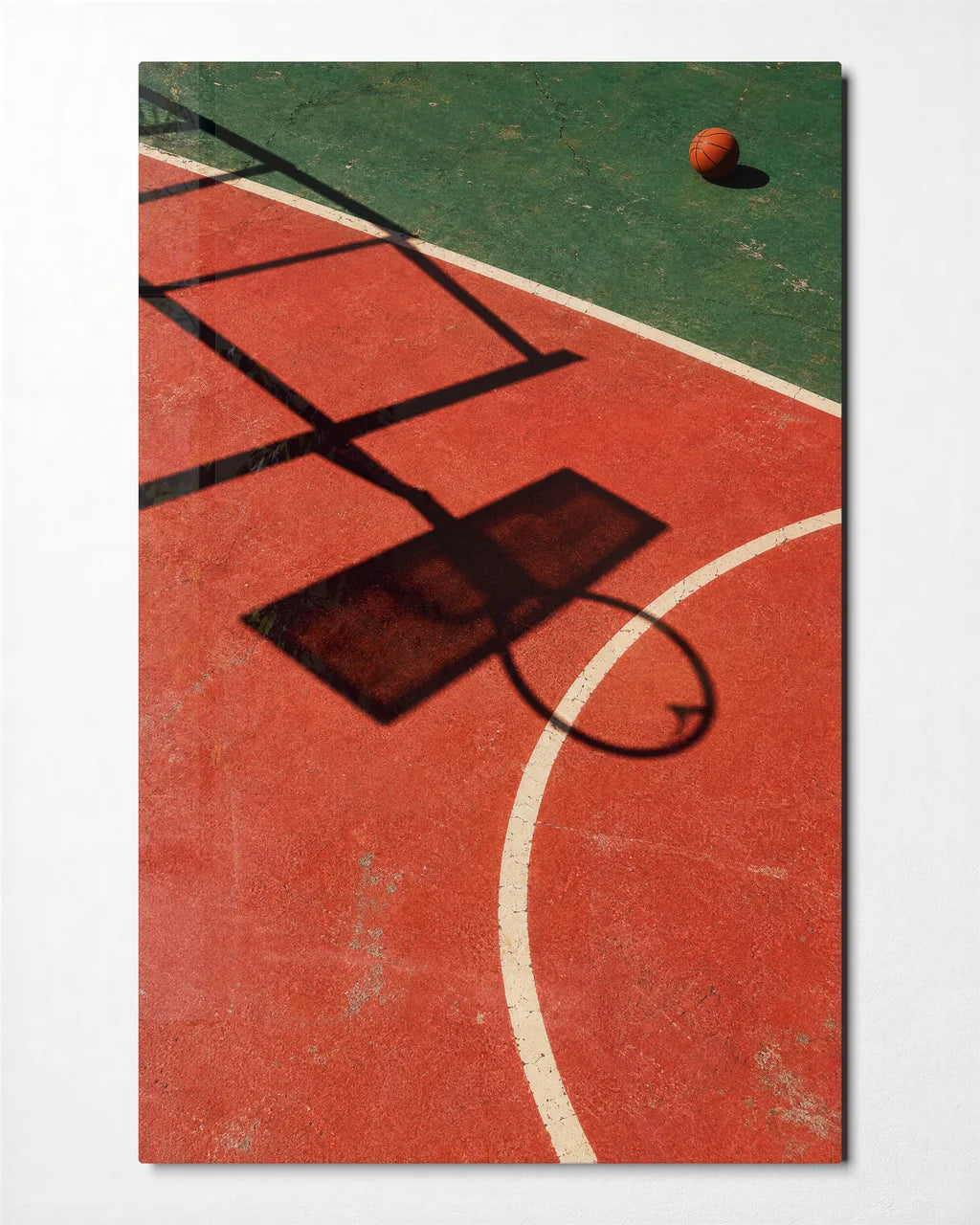 Court in the Sun — front view of glass wall art