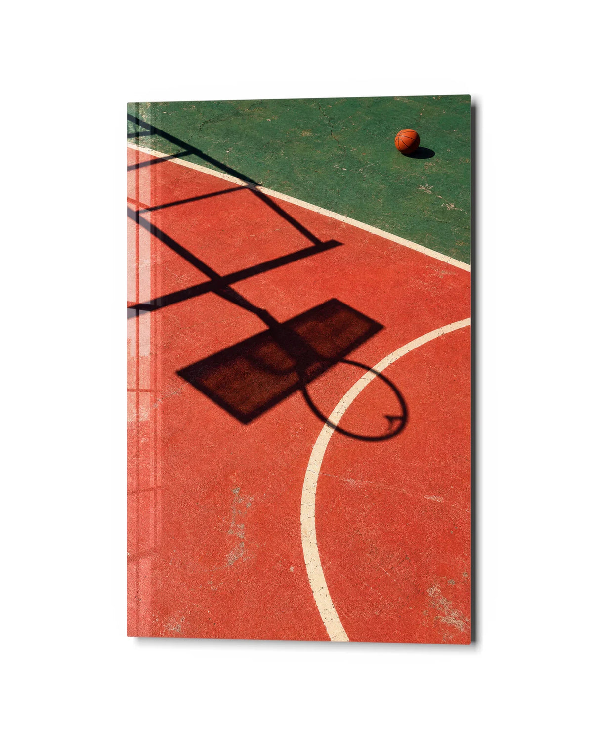 Court in the Sun — studio view of glass wall art