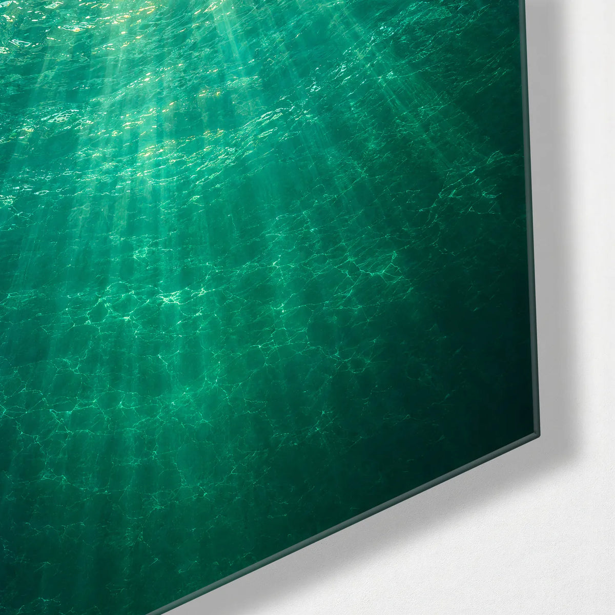 Under the Sunlit Surface — corner detail of glass wall art