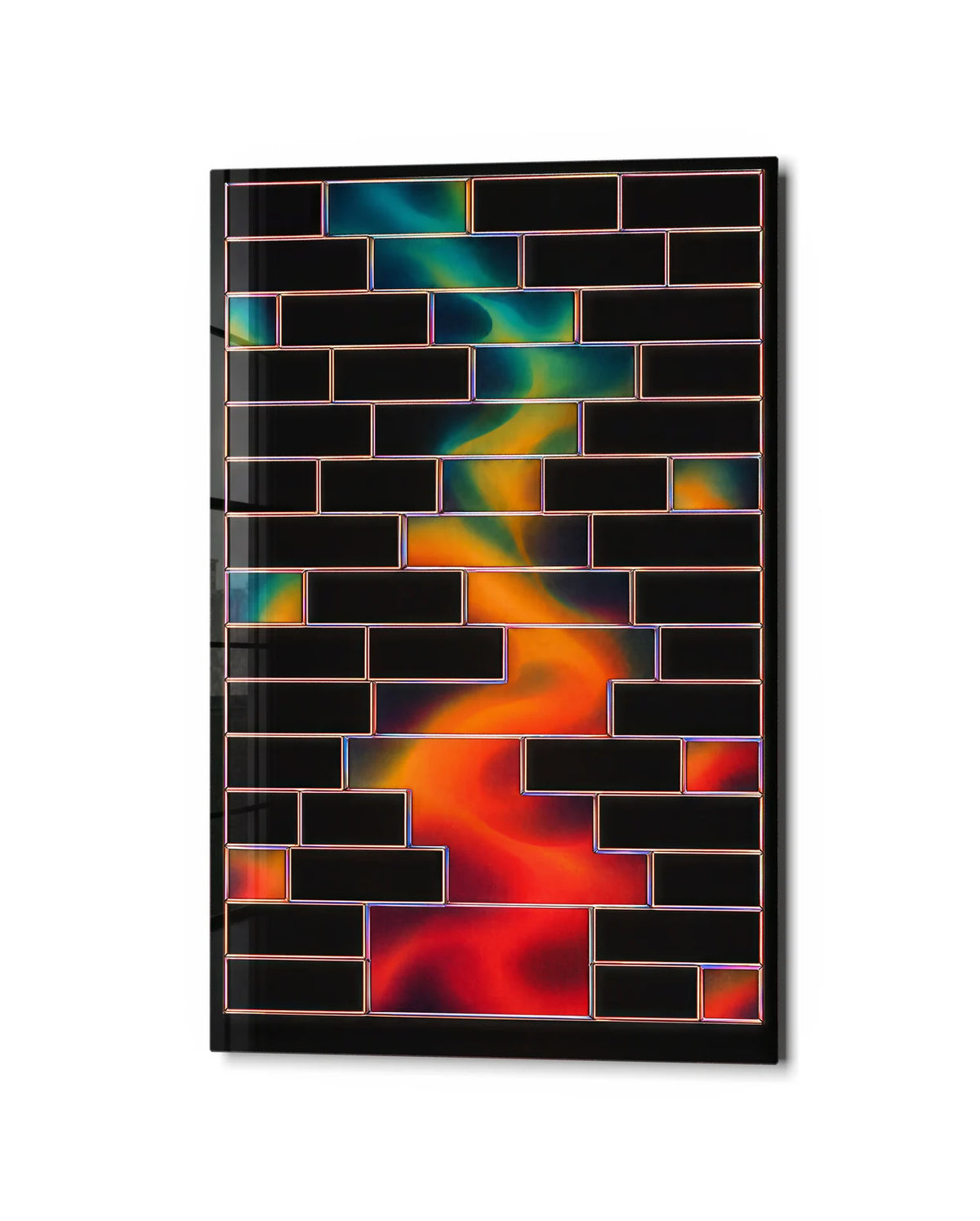 Colour through the Wall — studio view of glass wall art