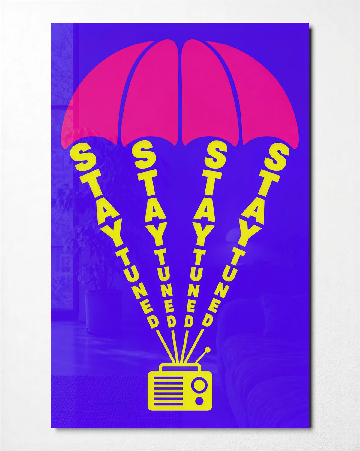 Stay Tuned — front view of glass wall art