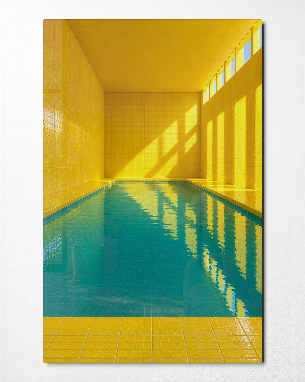 The Yellow Pool Room — front view of glass wall art