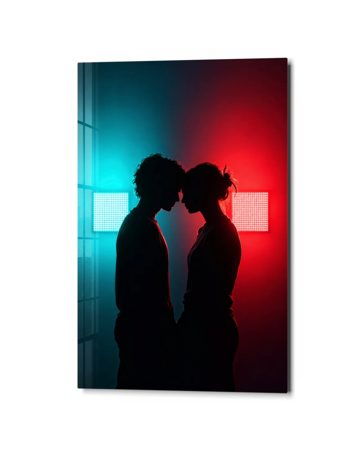 Where Colours Meet — studio view of glass wall art