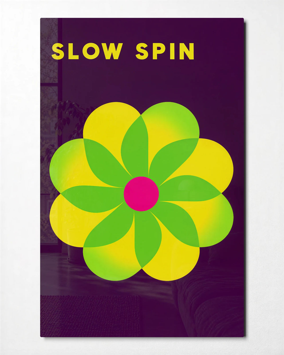 Slow Spin — front view of glass wall art