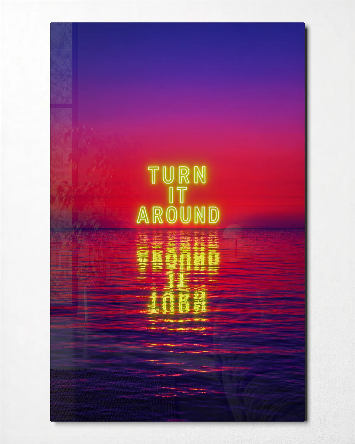 Turn It Around — front view of glass wall art