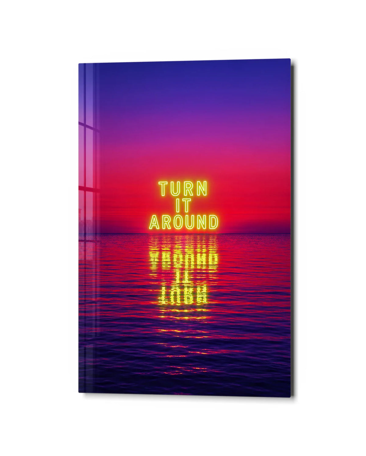 Turn It Around — studio view of glass wall art