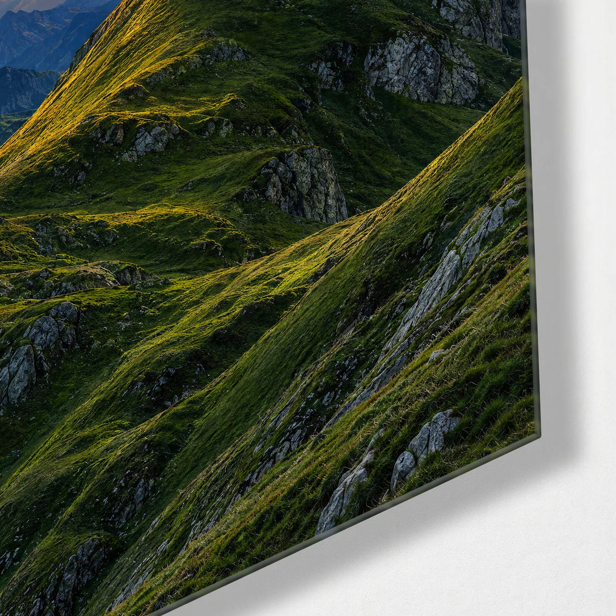 Steep Is the Point — corner detail of glass wall art