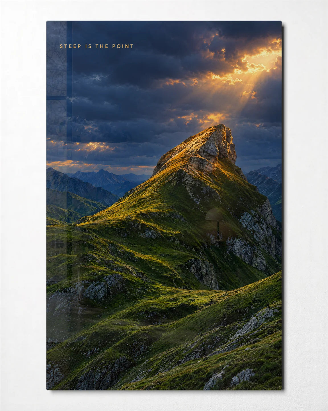 Steep Is the Point — front view of glass wall art
