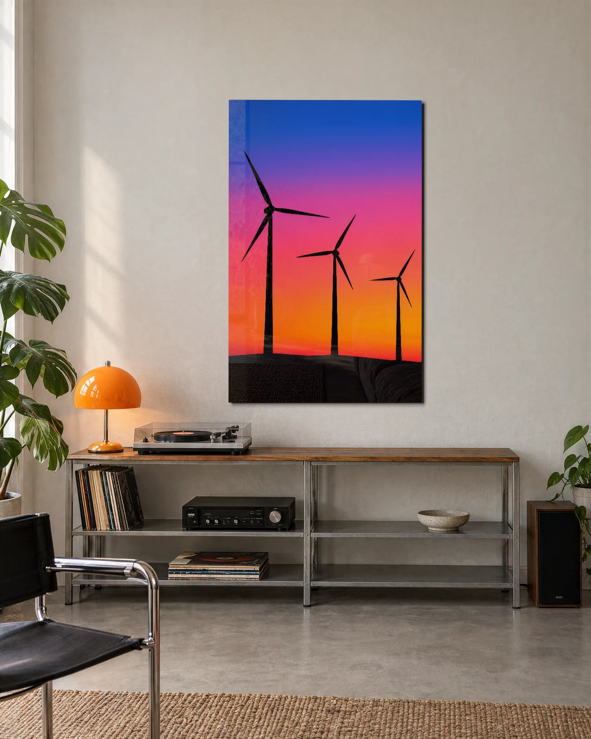 Turbines at Dusk — shown in a living space